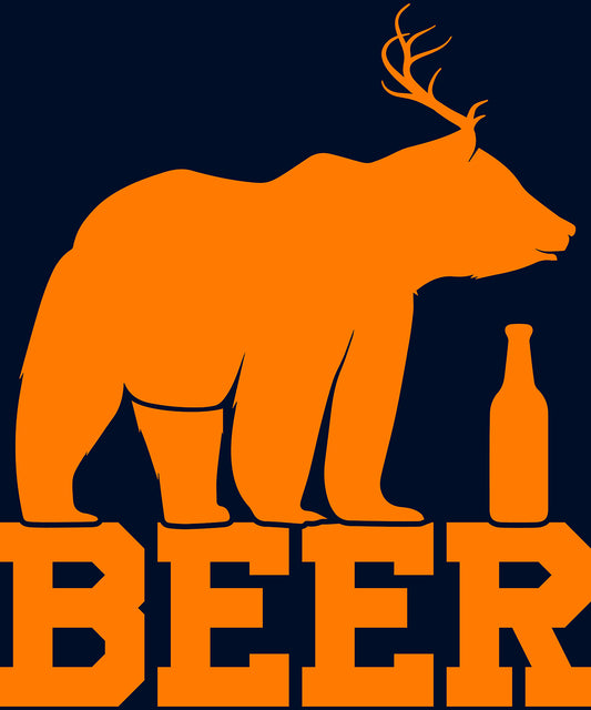 BEER BEAR T-Shirt – Bär, Bier & Geweih in Perfektion! | Schwarzes T-Shirt, 100% Baumwolle