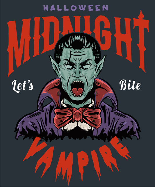 Halloween - Midnight Vampire | Schaurig schwarzes T-Shirt, 100% Baumwolle