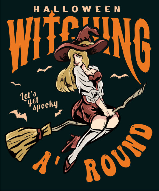 Halloween - Witching A' Round | Schaurig schwarzes T-Shirt, 100% Baumwolle