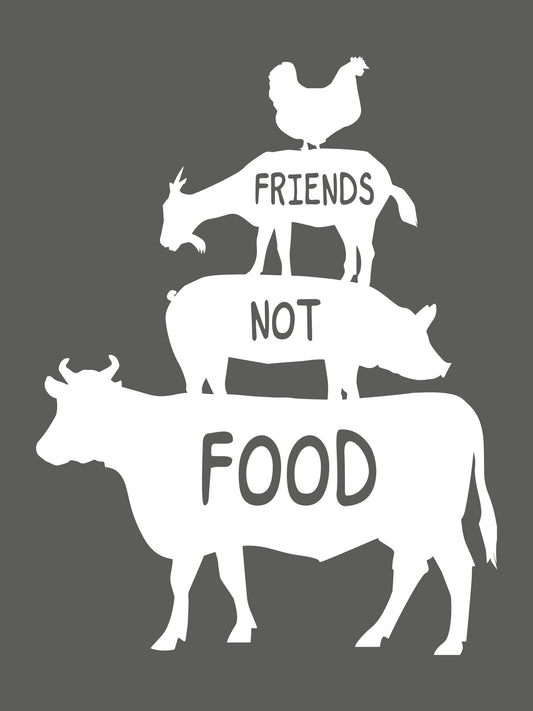 Stadtmusikanten: Friends Not Food | Schwarzes T-Shirt, 100% Baumwolle