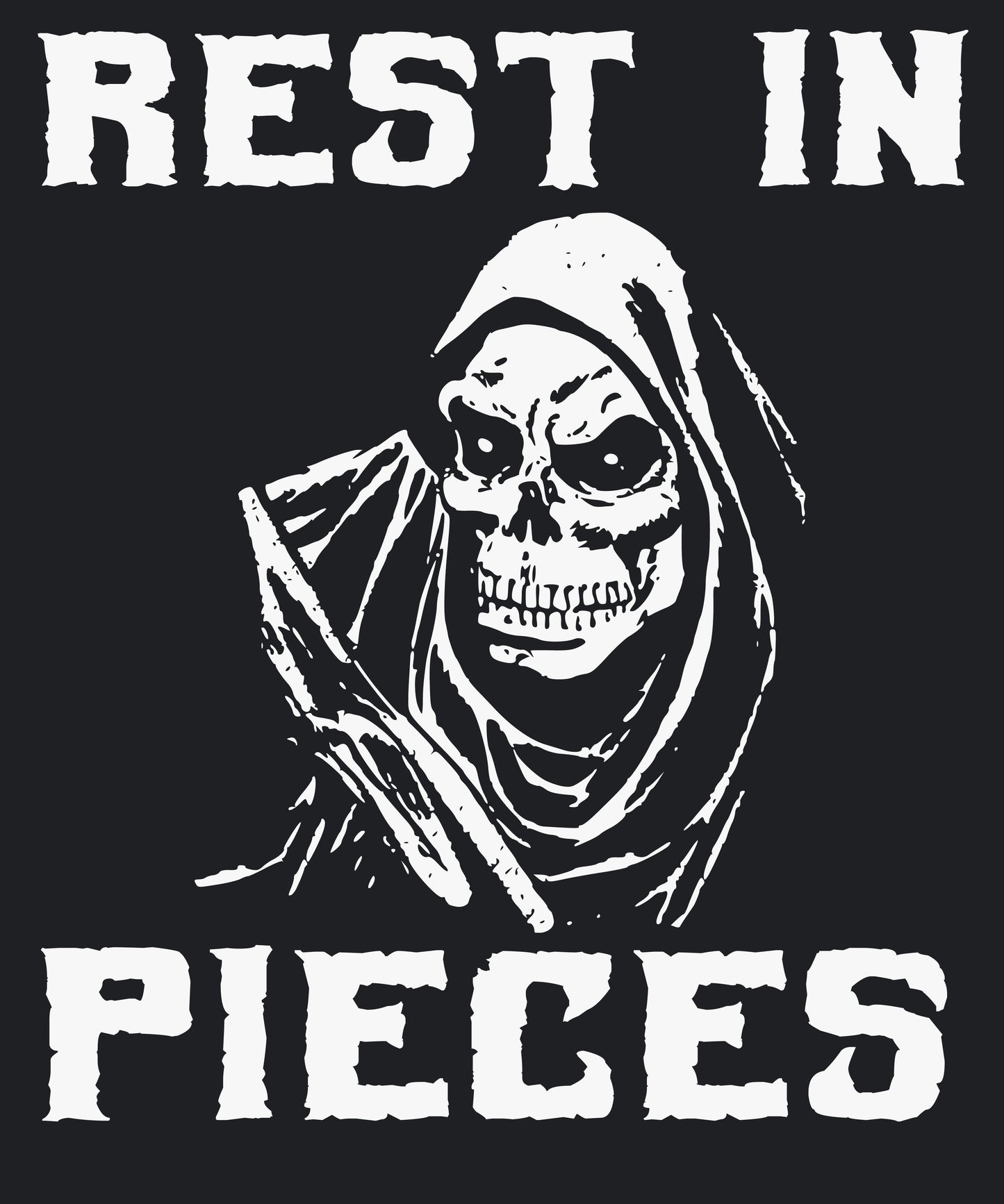 Rest in Pieces T-Shirt – Humorvolles Sensenmann-Design für Halloween
