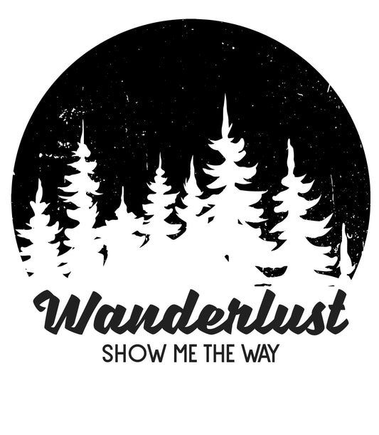 Wanderlust - show me the way | Fernweh - zeig mir den Weg | Schwarzes T-Shirt, 100% Baumwolle