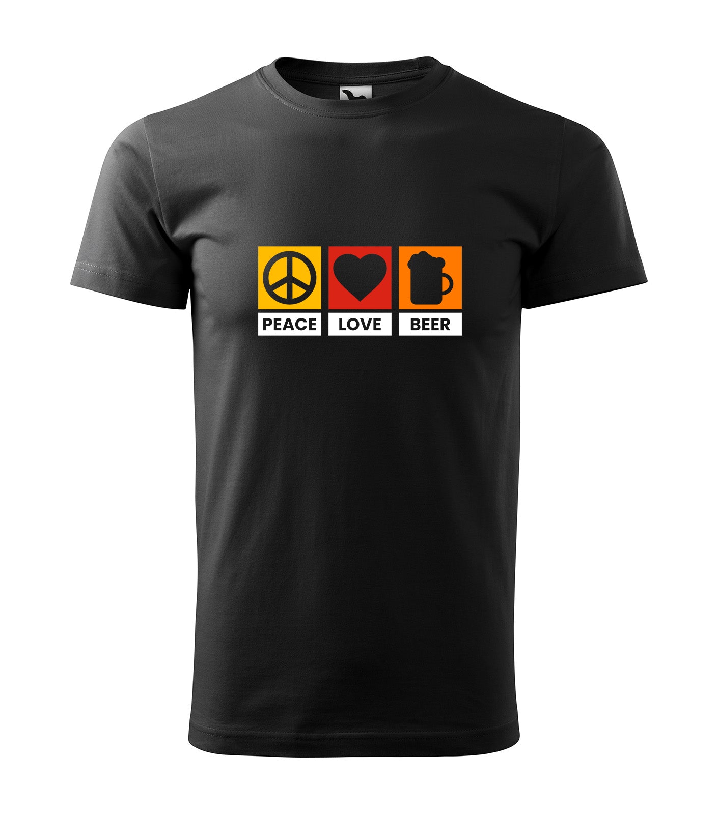 Peace, Love & Beer – Die perfekte Mischung für entspannte Tage! | Schwarzes T-Shirt, 100% Baumwolle