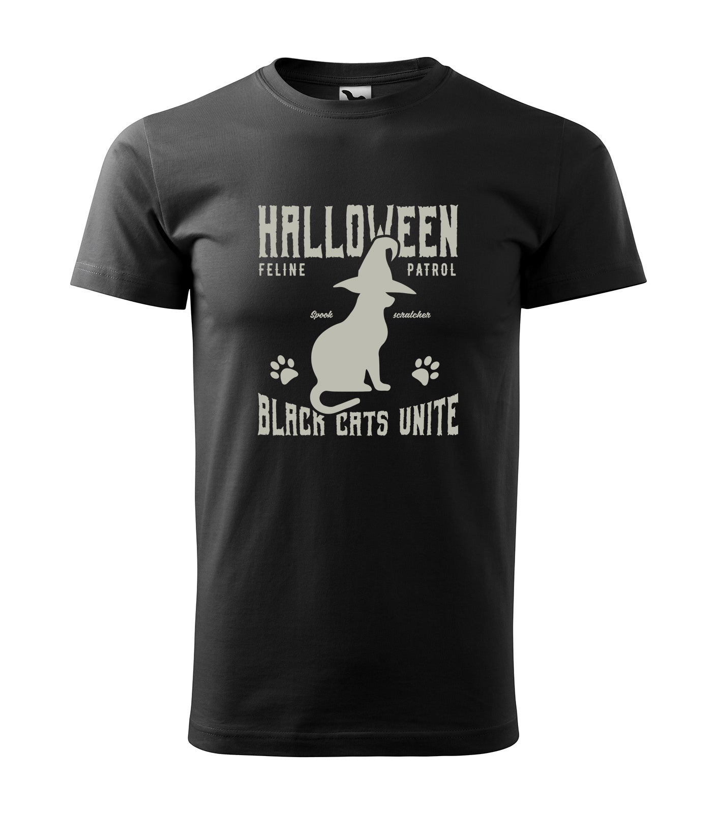 Halloween - Black Cat Unite | Schaurig schwarzes T-Shirt, 100% Baumwolle