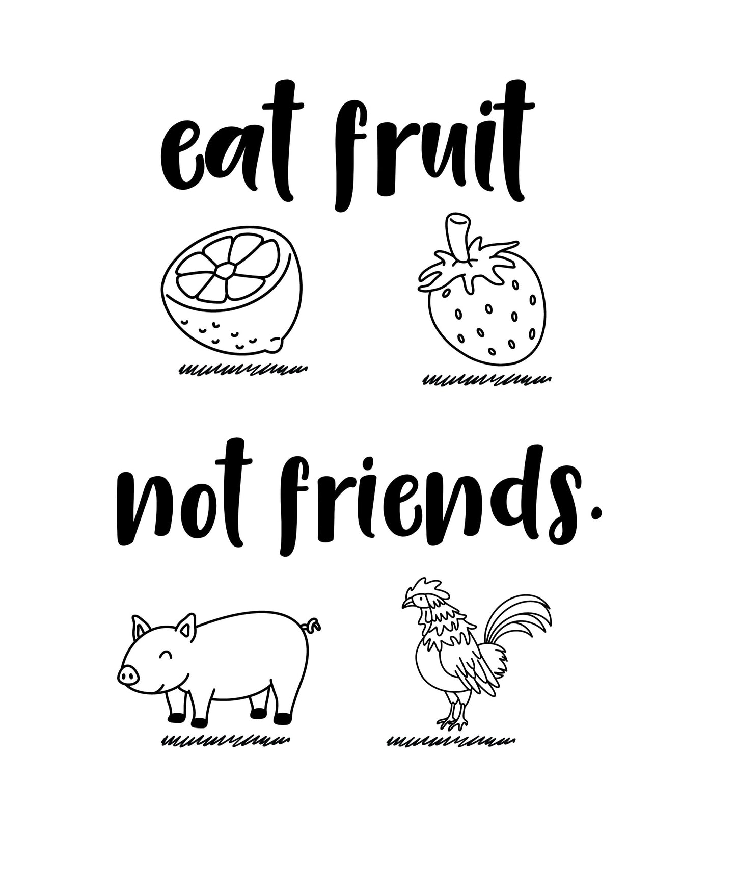 Eat Fruit, Not Friends! | Schwarzes T-Shirt, 100% Baumwolle