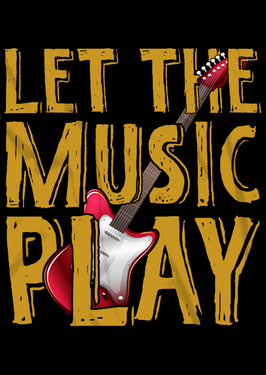 Let the Music Play – Schwarzes T-Shirt für Musikliebhaber und Gitarrenfans 🎸🎶