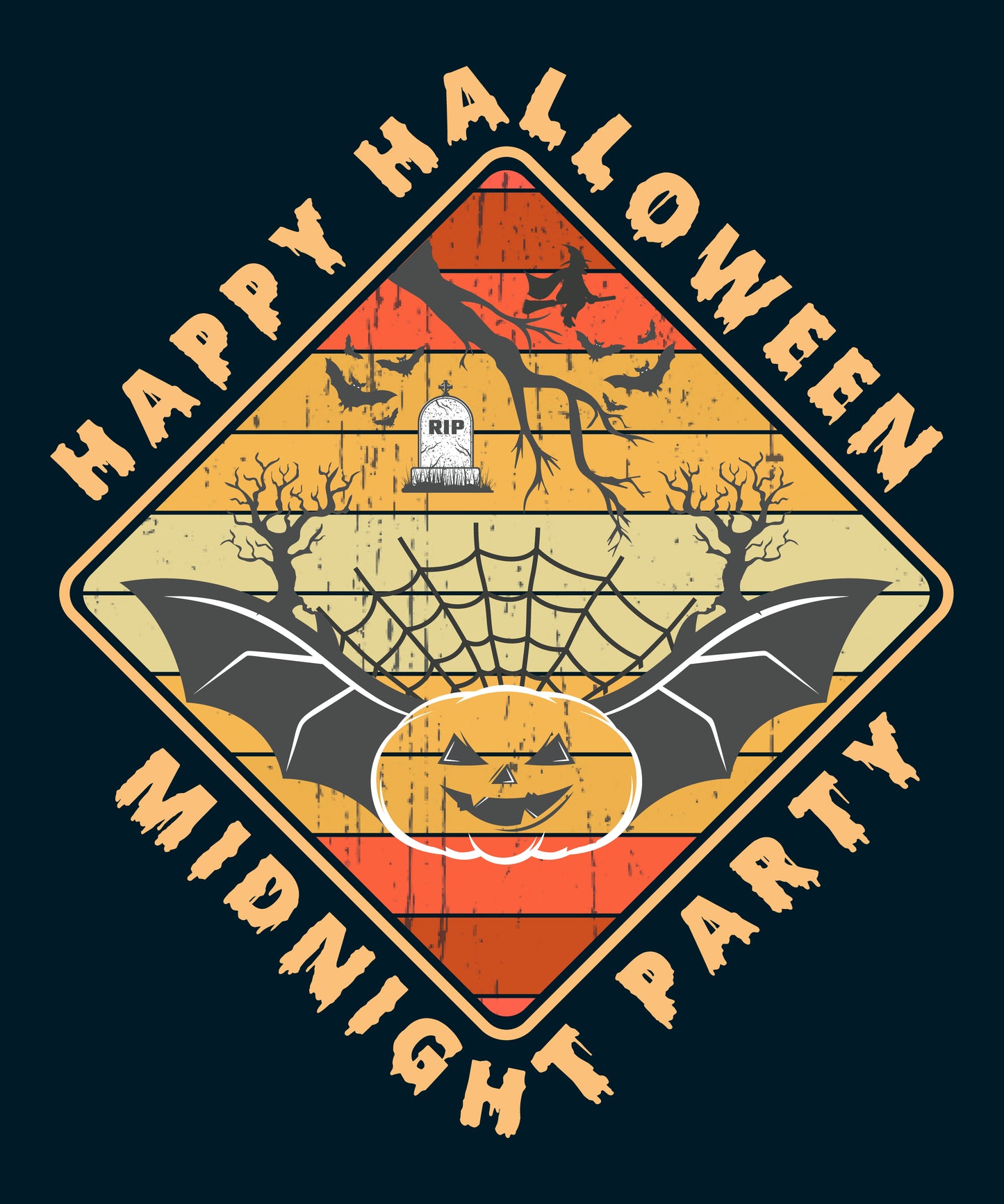 Halloween Midnight Party | Schaurig schwarzes T-Shirt, 100% Baumwolle