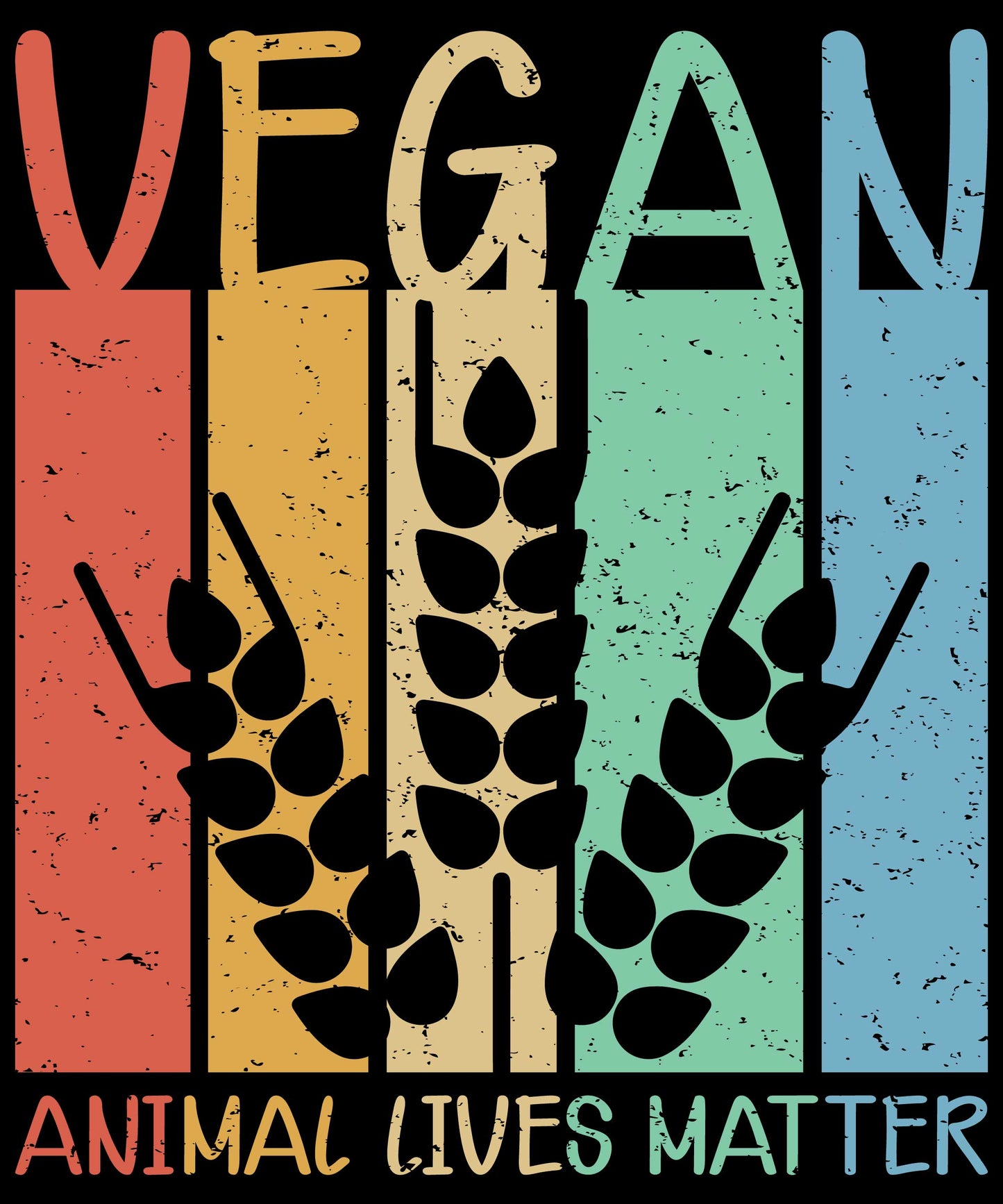 Vegan - Animals Lives Matter | Schwarzes T-Shirt, 100% Baumwolle