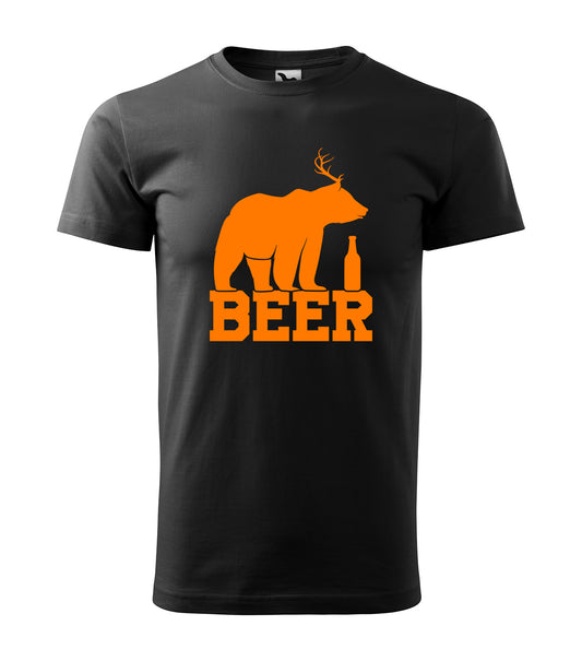 BEER BEAR T-Shirt – Bär, Bier & Geweih in Perfektion! | Schwarzes T-Shirt, 100% Baumwolle