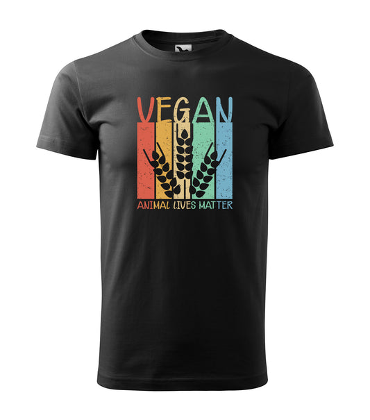 Vegan - Animals Lives Matter | Schwarzes T-Shirt, 100% Baumwolle